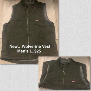 Wolverine Green Quilted Vest with Stand-Up Collar…NEW